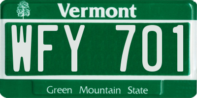 VT license plate WFY701
