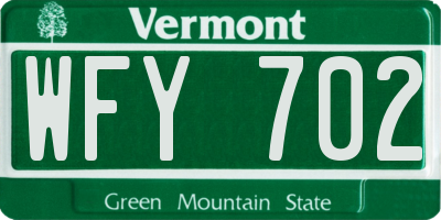 VT license plate WFY702