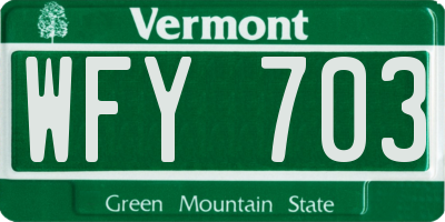 VT license plate WFY703