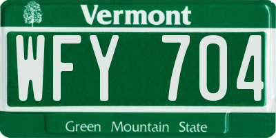 VT license plate WFY704