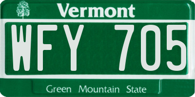 VT license plate WFY705