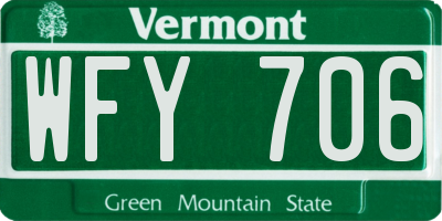VT license plate WFY706
