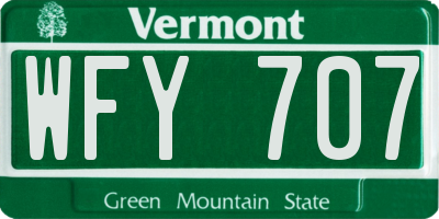 VT license plate WFY707