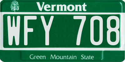 VT license plate WFY708