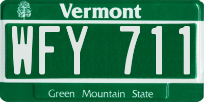VT license plate WFY711
