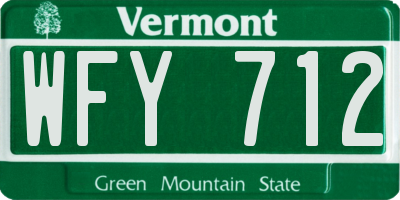 VT license plate WFY712