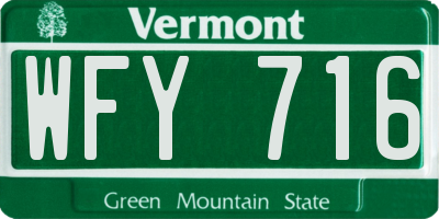 VT license plate WFY716