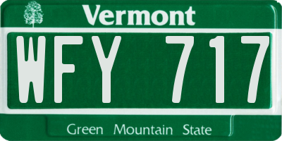 VT license plate WFY717