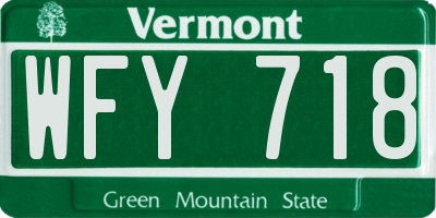 VT license plate WFY718