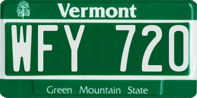VT license plate WFY720