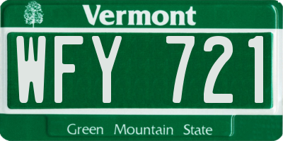 VT license plate WFY721