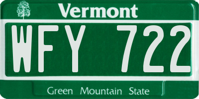 VT license plate WFY722