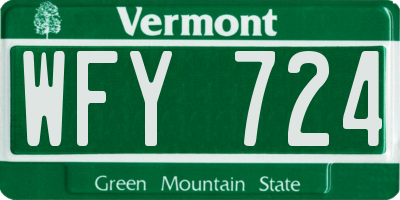 VT license plate WFY724