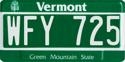 VT license plate WFY725