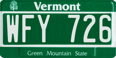 VT license plate WFY726