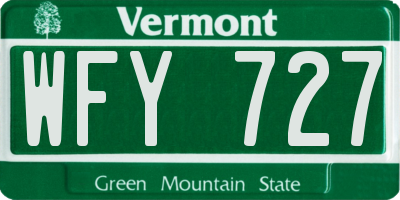 VT license plate WFY727