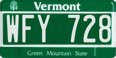 VT license plate WFY728