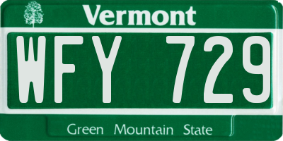 VT license plate WFY729