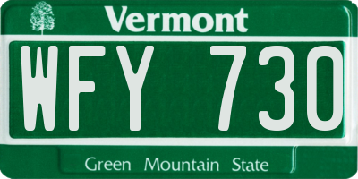 VT license plate WFY730
