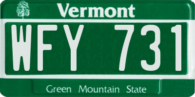 VT license plate WFY731