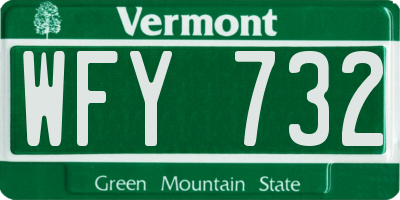VT license plate WFY732
