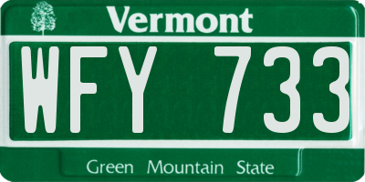 VT license plate WFY733