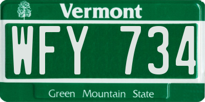 VT license plate WFY734