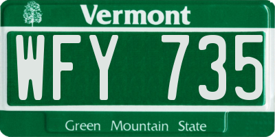 VT license plate WFY735