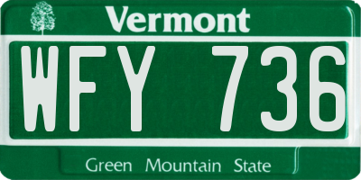 VT license plate WFY736