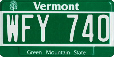 VT license plate WFY740