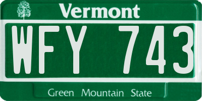VT license plate WFY743