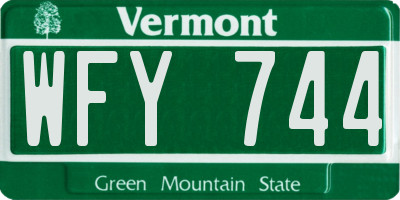 VT license plate WFY744