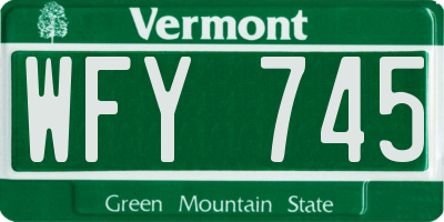 VT license plate WFY745