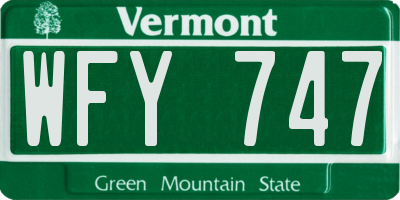 VT license plate WFY747