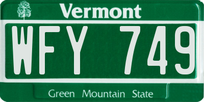 VT license plate WFY749
