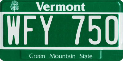 VT license plate WFY750