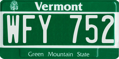 VT license plate WFY752