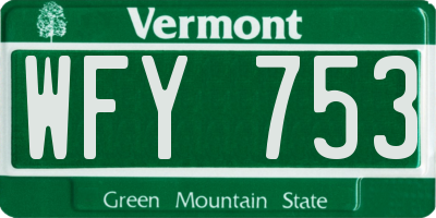VT license plate WFY753