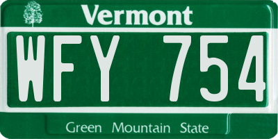 VT license plate WFY754