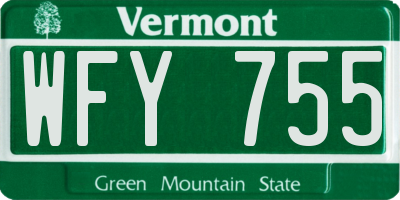 VT license plate WFY755