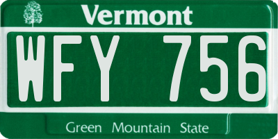VT license plate WFY756