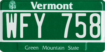 VT license plate WFY758