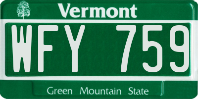 VT license plate WFY759