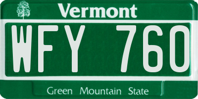 VT license plate WFY760