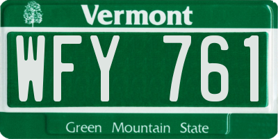 VT license plate WFY761