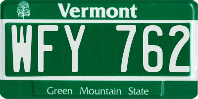 VT license plate WFY762