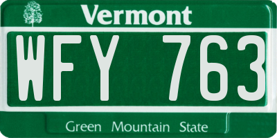 VT license plate WFY763