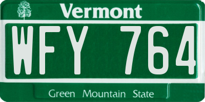 VT license plate WFY764