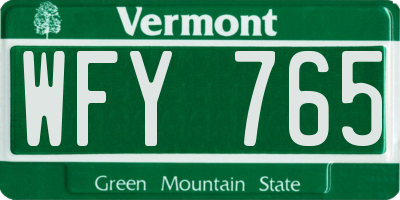 VT license plate WFY765