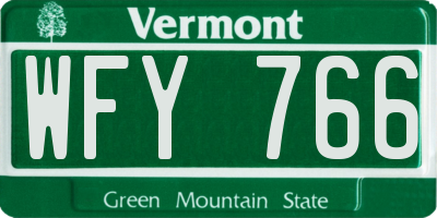 VT license plate WFY766
